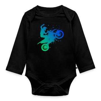 Men's Dirt Bike Dirt Biker Supermoto Dirt Bike - Organic Longsleeve Baby Bodysuit - black - Front