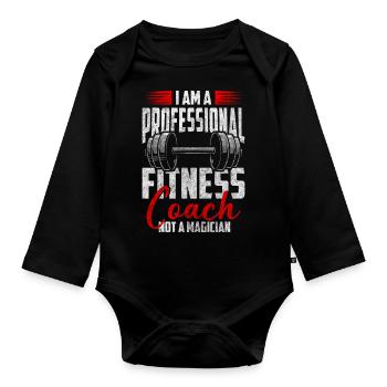 Fitness, Muscles, Pumps, Athletes - Organic Longsleeve Baby Bodysuit - black - Front