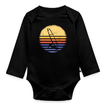 Sport Retro Sunset Windsurfing - Baby Bio-Langarm-Body - Schwarz - Vorne