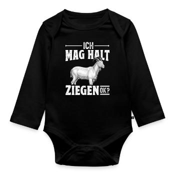 Ziegen Spruch Ziegenliebhaber Ziegenzüchter - Baby Bio-Langarm-Body - Schwarz - Vorne