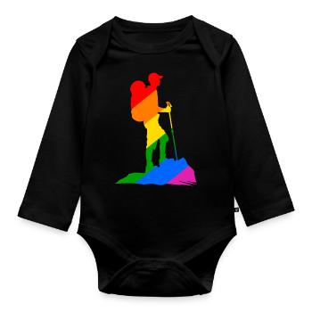 Colorful Hiker - Hiking - Organic Longsleeve Baby Bodysuit - black - Front