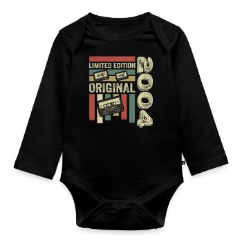 Vintage 2004 - Retro Geburtstagsspruch 2004 - Baby Bio-Langarm-Body - Schwarz - Vorne