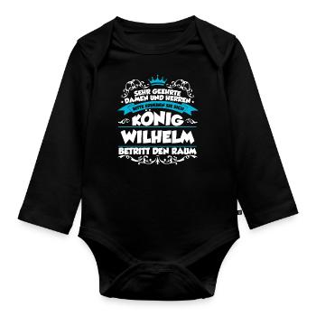 Wilhelm Name Design - Baby Bio-Langarm-Body - Schwarz - Vorne