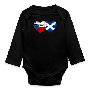 République tchèque Ecosse drapeau coeur utilisé - Body Bébé bio manches longues - noir - Devant