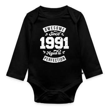 Vintage 1991 Geburtstag - retro 1991 - Baby Bio-Langarm-Body - Schwarz - Vorne