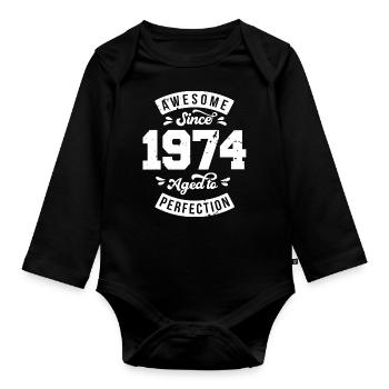 Millésime 1974 anniversaire - rétro 1974 - Body Bébé bio manches longues - noir - Devant