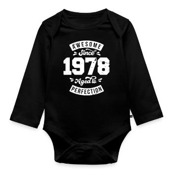 Millésime 1978 anniversaire - rétro 1978 - Body Bébé bio manches longues - noir - Devant