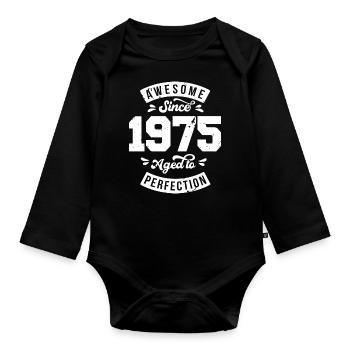 Vintage 1975 Geburtstag - retro 1975 - Baby Bio-Langarm-Body - Schwarz - Vorne