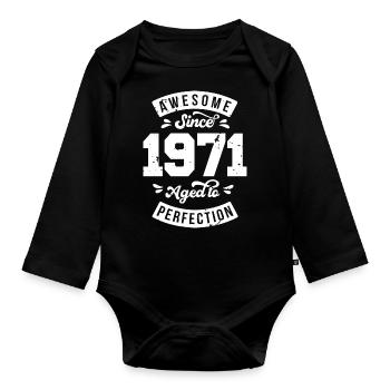 Millésime 1971 anniversaire - rétro 1971 - Body Bébé bio manches longues - noir - Devant