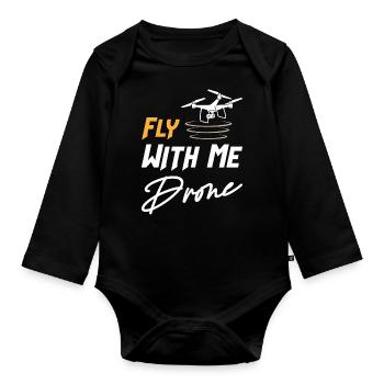 Drone Fly With Me - Organic Longsleeve Baby Bodysuit - black - Front