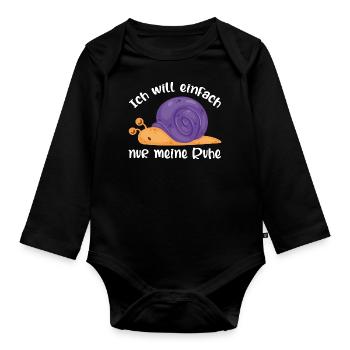 Lustige Schnecke ich will einfach meine Ruhe - Baby Bio-Langarm-Body - Schwarz - Vorne