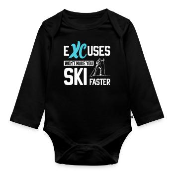Cross Country Skiing XC Excuses Nordic Skiing - Organic Longsleeve Baby Bodysuit - black - Front