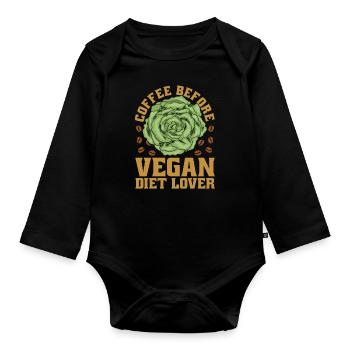 Vegan Diet Lover Coffee Vegetarian Coffee Lover - Baby Bio-Langarm-Body - Schwarz - Vorne
