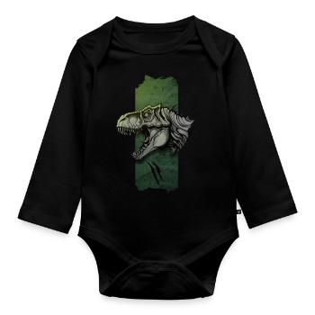 Majestätischer Tyrann: Epischer Tyrannosaurus - Baby Bio-Langarm-Body - Schwarz - Vorne