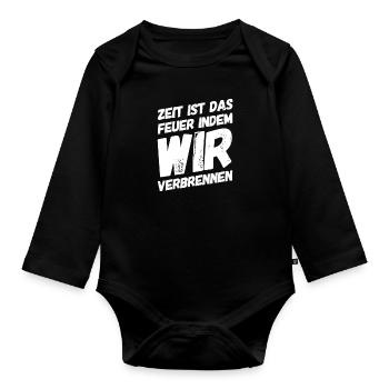 das Feuer der Zeit - Baby Bio-Langarm-Body - Schwarz - Vorne
