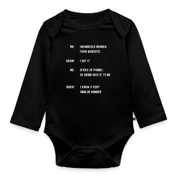 Schlechtes Gedächtnis Telefonnummern vergessen - Baby Bio-Langarm-Body - Schwarz - Vorne