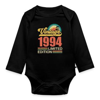 Vintage 1994 limited edition - 1994 Birthday gift - Organic Longsleeve Baby Bodysuit - black - Front