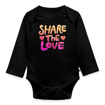 Partagez l’amour - rendez le monde meilleur - Body Bébé bio manches longues - noir - Devant
