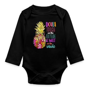 Doula Travailleuse à la naissance Doula ananas - Body Bébé bio manches longues - noir - Devant