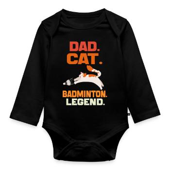 Dad Cat Badminton Legend Badminton DAD Cat Gift - Body Bébé bio manches longues - noir - Devant