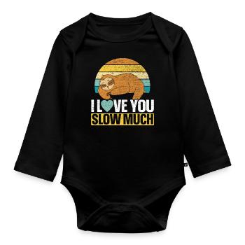 Valentine's Day Gift February 14 Cute Sloth - Organic Longsleeve Baby Bodysuit - black - Front