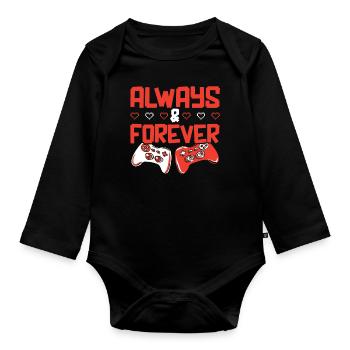 Valentine's Day Gaming February 14 Video Game - Organic Longsleeve Baby Bodysuit - black - Front