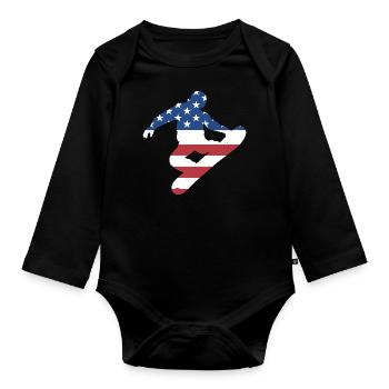 Sport Us Flag Snowboarding - Baby Bio-Langarm-Body - Schwarz - Vorne