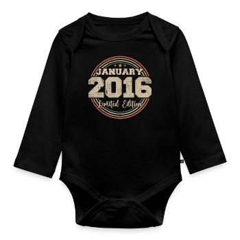 Les légendes sont nées en janvier 2016 - Body Bébé bio manches longues - noir - Devant