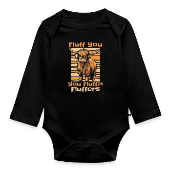 Fluff You You Fluffing Fluffers Highland Cow - Body Bébé bio manches longues - noir - Devant