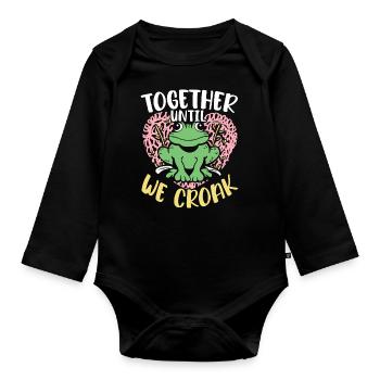 February 14 Valentine's Day Gift Funny Frog - Organic Longsleeve Baby Bodysuit - black - Front