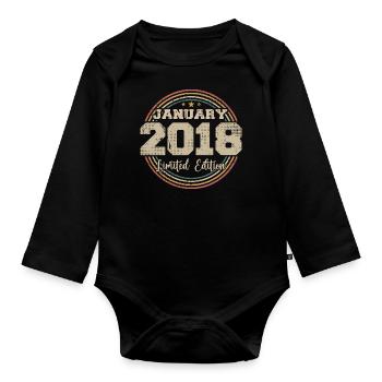 Les légendes sont nées en janvier 2018 - Body Bébé bio manches longues - noir - Devant