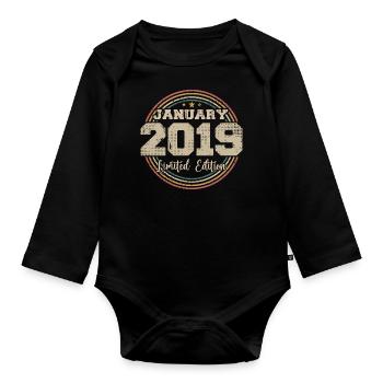 Les légendes sont nées en janvier 2019 - Body Bébé bio manches longues - noir - Devant