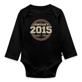 Les légendes sont nées en janvier 2015 - Body Bébé bio manches longues - noir - Devant