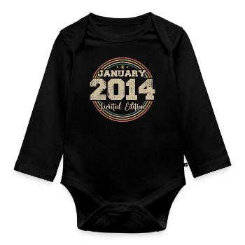 Les légendes sont nées en janvier 2014 - Body Bébé bio manches longues - noir - Devant