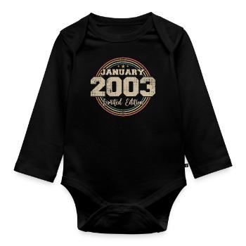 Die Legenden wurden im Januar 2003 geboren - Baby Bio-Langarm-Body - Schwarz - Vorne