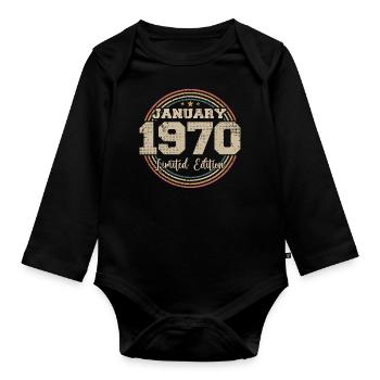 Les légendes sont nées en janvier 1970 - Body Bébé bio manches longues - noir - Devant