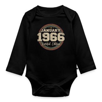 Les légendes sont nées en janvier 1966 - Body Bébé bio manches longues - noir - Devant