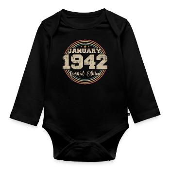 Les légendes sont nées en janvier 1942 - Body Bébé bio manches longues - noir - Devant
