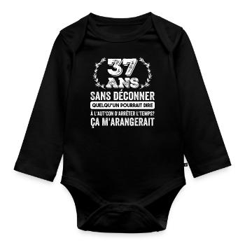 37 Ans Sans Déconner Cadeau D'anniversaire 37ans - Body Bébé bio manches longues - noir - Devant