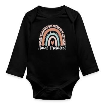 Naval Architect Rainbow Leopard Funny Naval - Organic Longsleeve Baby Bodysuit - black - Front