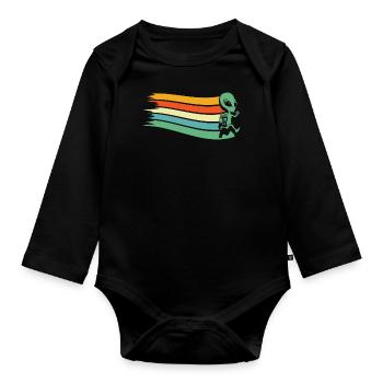 Alien Außerirdischer - Baby Bio-Langarm-Body - Schwarz - Vorne