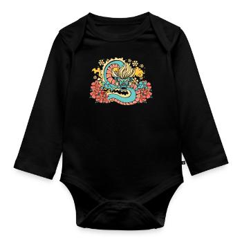 Fleurs de l’année du Dragon 2024 - Body Bébé bio manches longues - noir - Devant