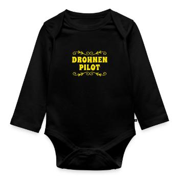Drohnen sind super - Baby Bio-Langarm-Body - Schwarz - Vorne