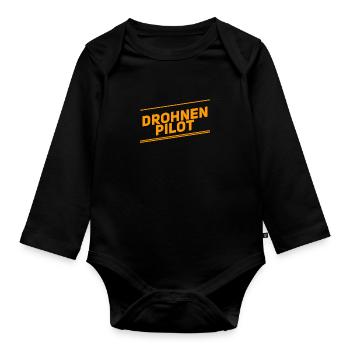 Drohnen sind toll - Baby Bio-Langarm-Body - Schwarz - Vorne