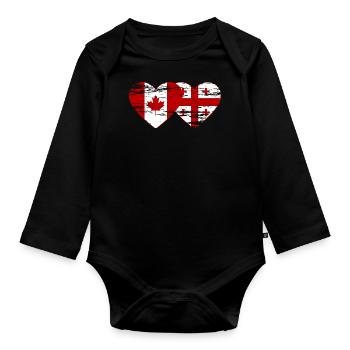 Coeur de drapeau du Canada Géorgie utilisé - Body Bébé bio manches longues - noir - Devant