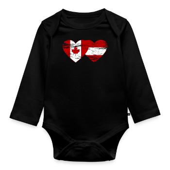 Coeur de drapeau Canada Autriche utilisé - Body Bébé bio manches longues - noir - Devant