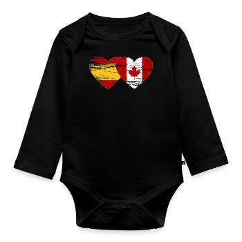 Coeur de drapeau Espagne Canada utilisé - Body Bébé bio manches longues - noir - Devant