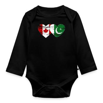Coeur de drapeau du Canada Pakistan utilisé - Body Bébé bio manches longues - noir - Devant