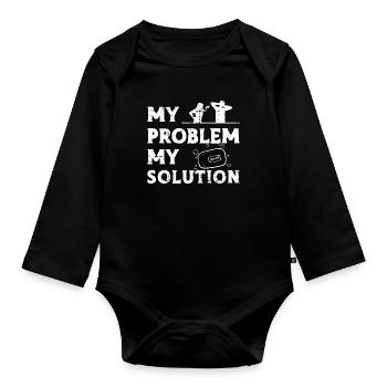 Savonnier Mon Problème Ma Solution Pictogramme Papa Maman - Body Bébé bio manches longues - noir - Devant