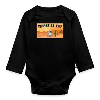 AI meets prairie - Organic Longsleeve Baby Bodysuit - black - Front